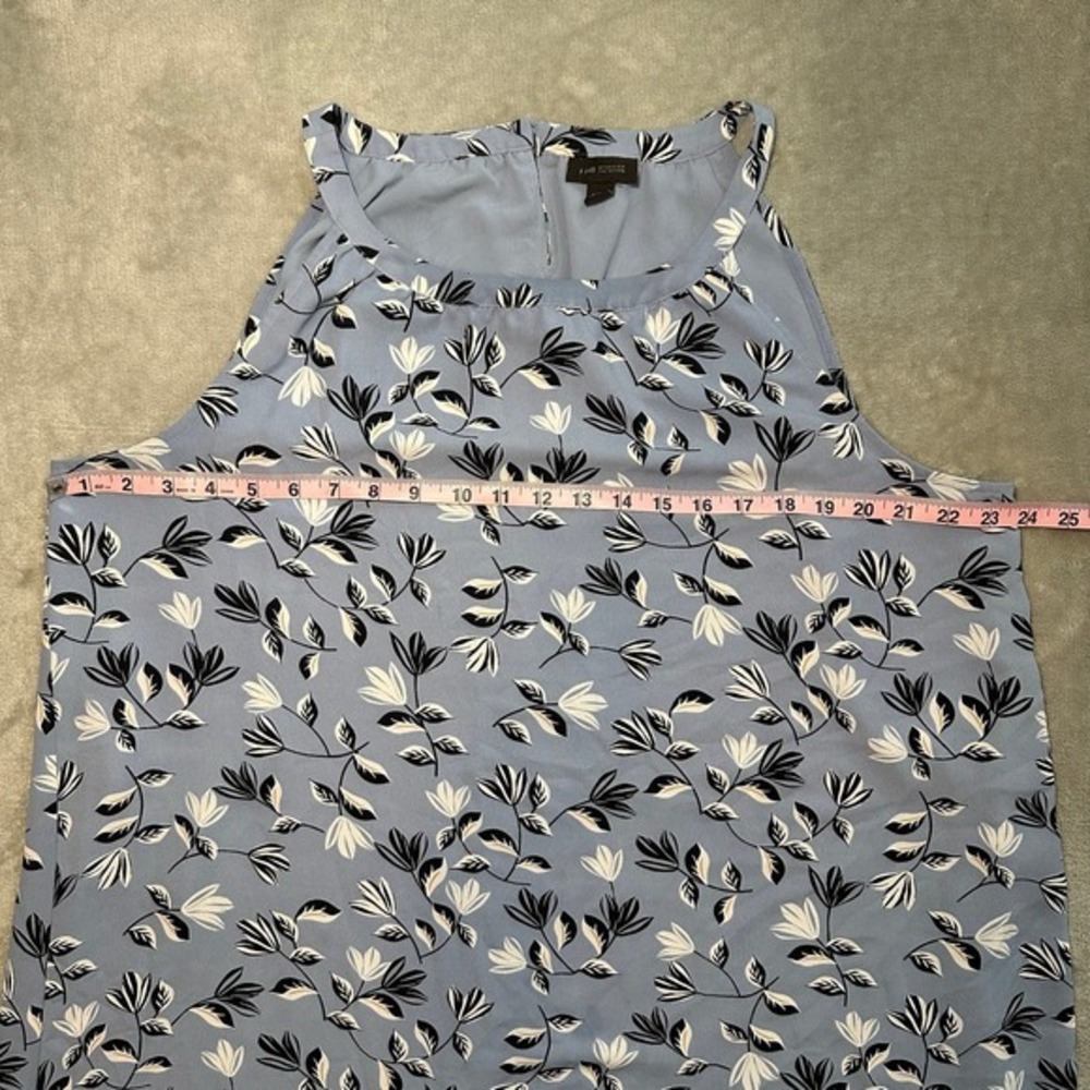 J Jill Wearever Dress Sz XL Blue Floral Sleeveless Shift Ruffle Hem Casual Boho - Picture 6 of 12